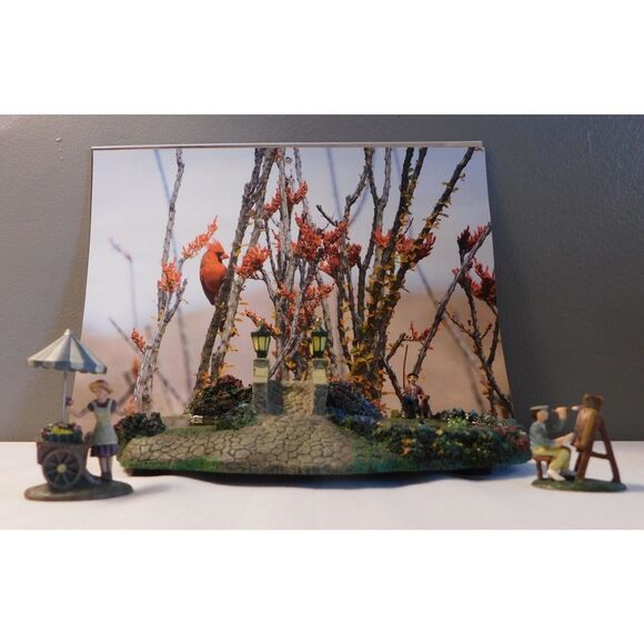 Thomas Kinkade Hawthorne Village "Lamplight Bridge" Three Piece Set - Picture 2 of 13